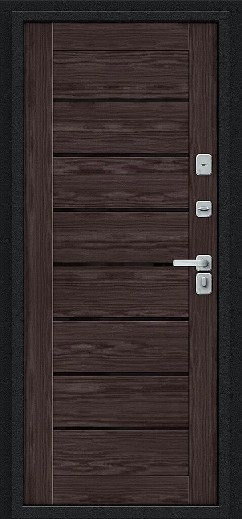 Входная дверь Техно Д2/BChrome Букле черное/Wenge Melinga BR6214 внутренняя сторона